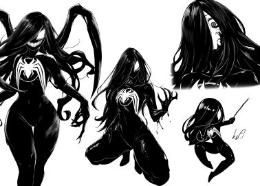 1girls alternate_costume female fully_clothed looking_at_viewer lughost marvel marvel_comics spider-man_(series) symbiote tagme the_ring yamamura_sadako