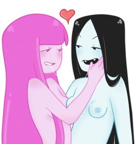 adventure_time breasts female making_out marceline marceline_abadeer princess_bubblegum sapphic spit yuri
