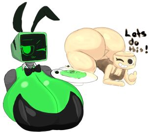 big_ass big_breasts bunnysuit dandy's_world dandys_world fromariels roblox roblox_game shell shelly_(dandy's_world) tv tv_head tv_screen vee_(dandy's_world)