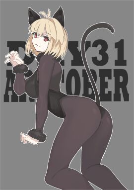 alternative_costume animal_ears arcueid_brunestud arcueid_brunestud_(monster_cat) ass big_ass big_butt blonde_hair breasts cat_ears cat_tail color costume female huge_ass huge_breasts huge_butt jonyeld kagetsu_tohya leotard long_tail looking_at_viewer melty_blood pantyhose paw_pose presenting_hindquarters red_eyes short_hair solo tail top_heavy tsukihime type-moon vampire vampire_girl