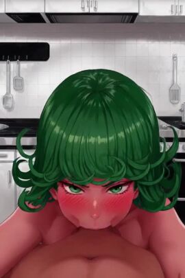 ai_generated blowjob blush deep_blowjob deepthroat dramatic_lighting eye_contact fellatio fellatio_pov green_hair oral oral_sex penis_in_mouth pov pov_male sucking sucking_penis tagme tatsumaki video