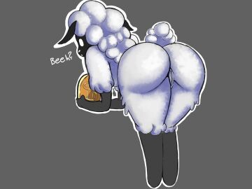 4:3 anthro ass big_ass big_butt bleating bovid caprine digital_media_(artwork) female geckos_lover genitals hi_res looking_back mammal open_mouth presenting presenting_pussy pussy sheep sheep_(ultimate_chicken_horse) simple_background solo tail text thick_thighs ultimate_chicken_horse white_body yairo