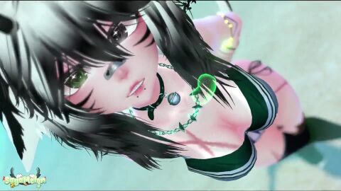 animal_ears animal_tail breasts cleavage female heterochromia humanoid light-skinned_female light_skin long_nails pale-skinned_female pale_skin sayamelon solo tagme video watermark white_sclera
