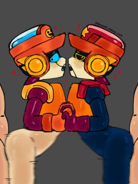 2024 2d 4boys anal anal_sex anon artist_name ass blue_eyes blush blushing brawl_sexy_112 brawl_stars faceless_male gay grey_background heart heart-shaped_pupils hearts hi_res holding_hands human human/robot interspecies larry_(brawl_stars) lawrie_(brawl_stars) male male_only no_visible_genitalia open_mouth penis penis_in_ass robot robot_boy robot_humanoid sex simple_background standing standing_sex yaoi yellow_eyes