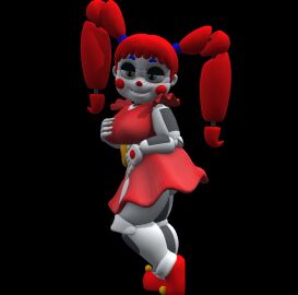 3d baby_(fnafsl) bent_leg blue_eyebrows breasts circus_baby circus_baby_(fnaf) circus_booby clothed clown_girl female female_only five_nights_at_freddy's five_nights_at_freddy's:_sister_location hand_on_breast hand_on_stomach pentumbrahun prisma3d red_cheeks red_dress red_hair smiling_at_viewer solo