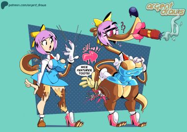 anthro argentdraws bimbo bimbo_lips bimbofication breast_expansion breast_growth breast_growth_(enlargement) breasts english_text female ghost_trick high_heels huge_breasts human_to_anthro kamila patreon_logo patreon_url rubberhose smile smoking snout snout_growth text thick_lips thick_thighs toon_tf toonification toony toony_eyes toony_face transformation url what