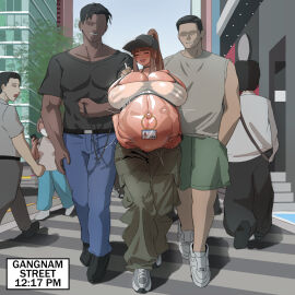 1girls abs big_breasts bikini black_baby blush boqcat breasts brown_hair busty closed_eyes curvaceous curvy curvy_body curvy_female curvy_figure dark-skinned_male dark_skin fat_tits fat_titties female gigantic_breasts groping_breast huge_breasts hyper_belly hyper_pregnancy lactating lactation large_breasts leash male original original_character ponytail pregnancy pregnancy_test pregnant pregnant_belly pregnant_female pregnant_sex pregnant_with_multiples this_is_your_life_now used_condom voluptuous