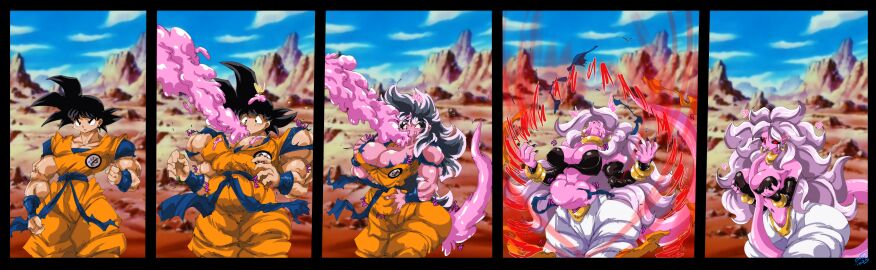 android_21 ass ass_expansion bimbofication blue_hair blue_skin brainwashing breast_expansion breast_growth breast_growth_(enlargement) breasts dragon_ball eye_color_change female gender_transformation goku hair_color_change hair_growth identity_death large_ass large_breasts mask mtf_transformation navel nipples oad-art pointy_ears possession pussy skin_color_change slime son_goku takeover thick_thighs thigh_expansion transformation transformation_sequence wide_hips