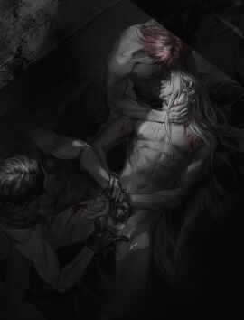 3boys anal anal_fingering angeal_hewley anus black_hair blindfold color crisis_core_final_fantasy_vii cum dubious_consent final_fantasy final_fantasy_vii fingering fingering_ass gay genesis_rhapsodos gloved_handjob gloves grey_hair greyscale hand_on_head hand_on_neck handcuffs handjob long_hair male male/male male/male/male masturbation muscular muscular_male naked nude penis red_hair sephiroth square_enix steamy_breath tagme terribleaunt threesome yaoi