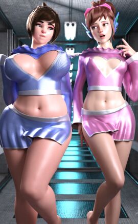 2girls 3d activision asian asian_female ass athletic athletic_female big_ass big_breasts big_butt blizzard_entertainment bottom_heavy breasts brown_hair busty chinese chinese_female chubby chubby_female curvaceous curves curvy curvy_figure d.va d.va_(overwatch_2_suit) digital_media_(artwork) eyebrows eyelashes eyes female female_focus female_only fit fit_female game_character hair hana_song hips hourglass_figure huge_ass huge_breasts human korean_female large_ass large_breasts legs light-skinned_female light_skin lips mature mature_female mei-ling_zhou mei_(overwatch) mei_ling_zhou overwatch overwatch_2 slim_waist thick thick_legs thick_thighs thighs top_heavy video_game video_game_character voluptuous vtemp waist wide_hips
