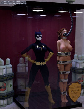 3d barbara_gordon batgirl batman_(series) bound bound_arms bound_legs completely_naked completely_nude dc dc_comics female mannequin nude nude_female thejpeger trophy_case