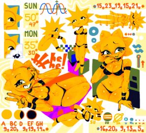 1girls arm_band bikini black_bikini black_bracelet black_panties bra bracelet female green_lipstick helia_(raytheuhhhhhh) itisnowsouptime lipstick nude original_character panties solo_focus sun tagme winking yellow_body