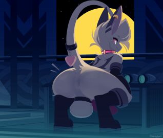 1boy accessory anal_plug anthro anus ass balls big_balls big_penis buttplug clothing collar ear_piercing earring ears_up femboy femboy_only full_moon fur furgonomics furry genitals girly gloves guardian_spirit handwear haru_(warden006) heart_pendant heart_symbol legwear male male_only moon ori_(series) penis piercing pink_eyes plug_(sex_toy) presenting presenting_anus presenting_hindquarters sex_toy solo solo_male squatting stockings tail tail_accessory warden006