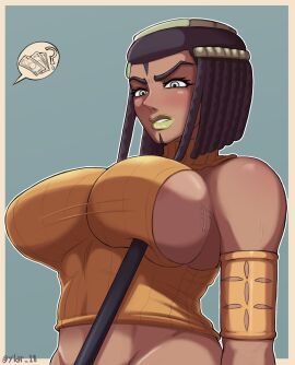 1girls absurd_res absurd_resolution absurdres alternate_version_available areola_peek areola_slip areolae_peeking areolae_slip armwear bare_shoulders big_breasts black_hair bracelet breast_focus breasts breasts_focus busty curvaceous curvy curvy_figure dark-skinned_female dark_skin david_productions dreadlocks ermes_costello female female_focus female_only green_lips green_lipstick grey_eyes hi_res high_resolution highres huge_breasts jojo's_bizarre_adventure large_breasts larsson_(artist) lipstick shounen_jump solo solo_female solo_focus stone_ocean sweat sweatdrop sweating sweaty sweaty_breasts tagme toned toned_body toned_female topwear voluptuous voluptuous_female yurilarsson