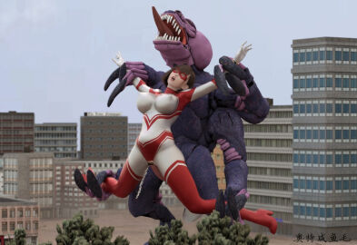 3d alien alien_girl alien_humanoid breasts building building_sex city cum cum_in_pussy cum_inside female female_penetrated grabbing_penis heroine human losing losing_fight male penis pussy tight_clothing ultraman_(franchise) ultrawoman ultrawoman_katia