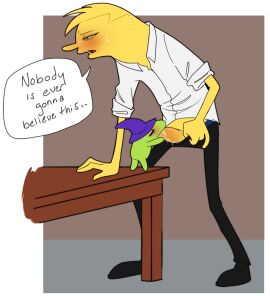 2boys adult_swim background_character bigger_male blowjob blush critter critter_(smiling_friends) dead_source gay glep_(smiling_friends) green_body hat male male/male opedealer oral_sex pants_down penis size_difference skinny smaller_male smiling_friends sucking_penis sweatdrop table tentacle_penis toony unnamed_character wizard_hat yaoi yellow_body