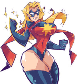 1girls avengers big_breasts blonde-haired_female blonde_hair breasts captain_marvel carol_danvers demonbloodpal female female_only gloves leotard long-haired_female long_hair marvel marvel_comics mask masked masked_female ms._marvel ms._marvel_(carol_danvers) scarf solo solo_female solo_focus superhero superhero_costume superheroine tagme