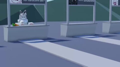 1boy 1boy1girl 1girls amazon_position animated audible_creampie audible_ejaculation big_penis black_hair bouncing_breasts bunny_ears carrot crown_of_thorns cum_in_pussy dark-skinned_male dominant_female dreads female_on_top femdom halo hood_up jumpscare kinny_the_bunny_(kinlyrr) no_pants original_character penis_between_ass popcorn pouncing rate_my_avatar roblox robloxian sound tagme video white_hair white_skin