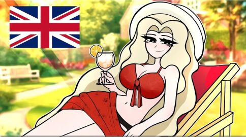 blonde_hair breasts british british_female british_flag charm detailed_background female large_breasts long_hair national_personification not_porn original red_bikini uk_(what_if_animation) uk_flag united_kingdom victoria_(what_if_animation) what_if_animation_(artist)