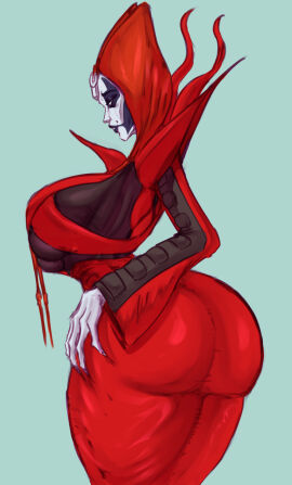 1girls alternate_ass_size alternate_body_type alternate_breast_size ass big_ass big_breasts bimbo bimbo_body breasts clone_wars drasai fat_ass female huge_ass huge_breasts looking_at_viewer looking_back mother_talzin nightsister star_wars