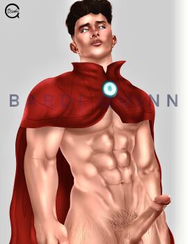 1boy abs artist_name artist_signature balls bara bardiquinn biceps big_penis billy_kaplan black_hair blue_eyes cap circumcised cum dark_hair ear_piercing earrings erection gay_male glowing_eyes hairy_legs human human_only light-skinned_male light_skin magic_user male male_only male_pubic_hair marvel marvel_comics muscles muscular muscular_male naked naked_male nude nude_male pecs penis piercing precum pubic_hair solo solo_male standing standing_position superhero wiccan wizard yaoi young_avengers