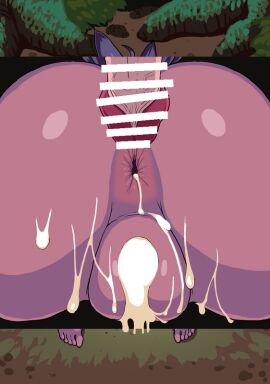 1boy after_vaginal anus ass ass_focus bar_censor censored commentary_request cum cum_in_pussy cumdrip dark-skinned_female dark_skin female imminent_anal imminent_penetration male original penis pussy straight yoshino_norihito