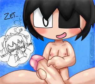 1boy 2boys ahe_gao ahegao_face big_head black_eyes black_hair blowjob blush blushing_profusely deepthroat dream dream_bubble dreaming dreaming_about_sex eyepatch forced_blowjob forced_oral full_of_cum gay headphones heart kouhiro_empire light-skinned_male male motion_lines motion_outline nec-12 one_eye_covered onomatopoeia penis puffed_cheeks red_(kouhiro_empire) self_upload text thinking_about_sex thinking_of_someone_else toony touching_penis watermark zet_(kouhiro_empire)