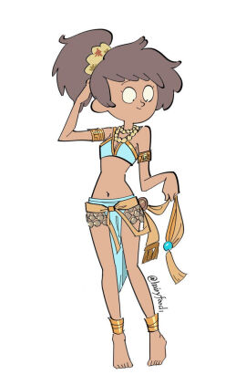 amphibia anklet anne_boonchuy armlet barefoot belly_dancer belly_dancer_outfit breasts brown_hair dancer dancer_outfit disney feet female hairyfood1 harem_girl harem_outfit jewelry pelvic_curtain ponytail revealing_clothes sketch small_breasts tagme tan_skin veil wide_hips yakshi_figure_sculpture young