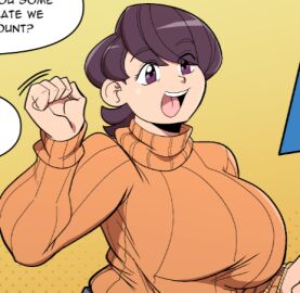 bad_cropping breasts female huge_breasts inks-kinks komi-san_wa_komyushou_desu komi_shuuko mature mature_female mature_milf mature_tomboy milf open_mouth speech_bubble sweater tomboy tomboy_milf