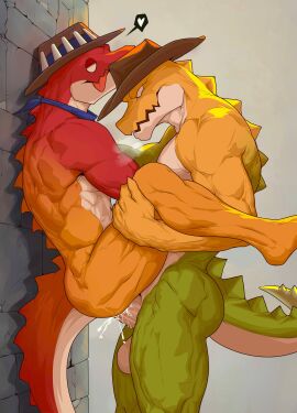 2024 absurd_res against_surface against_wall alligator alligatorid anal anal_sex anthro anthro_on_anthro anthro_penetrated anthro_penetrating anthro_penetrating_anthro ass balls bara bareback biceps big_balls big_muscles big_penis bodily_fluids breath candy carrying_another chad_(the_amazing_digital_circus) clothing crocodilian cum cum_in_ass cum_inside deltoids dessert duo erection food food_creature from_front_position gay gay_sex genital_fluids genitals ggan_ggandi glitch_productions grey_background gummigoo_(the_amazing_digital_circus) gummy_(food) gummy_creature hat headgear headwear heart heart_symbol hi_res humanoid_genitalia humanoid_penis kerchief living_candy male male/male male_only male_penetrated male_penetrating male_penetrating_male muscles muscular muscular_anthro muscular_male narrowed_eyes neckerchief non-mammal_balls nude obliques penetration penile penile_penetration penis penis_in_ass reptile scales scalie serratus sex shadow simple_background smile speech_bubble stand_and_carry_position standing standing_sex the_amazing_digital_circus thick_thighs tongue tongue_out triceps wait_arent_they_brothers yaoi