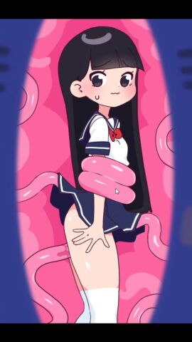 black_hair female long_hair school_uniform schoolgirl tentacle tentacle_sex