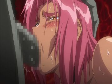 animated animated_gif ingrid_(taimanin_asagi) monster monster_cock orc sucking sucking_penis taimanin_(series) taimanin_asagi