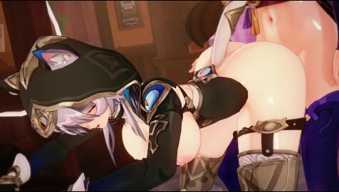 bending_over cipher_(honkai:_star_rail) female futa_on_female futa_with_female futanari genshin_impact honkai:_star_rail moaning raiden_shogun sex sex_from_behind sound tagme ty98 video