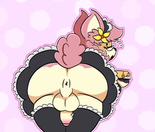 2024 anthro anus anus_focus ass balls bodily_fluids cervine clothed clothing container cup deer deerling digital_media_(artwork) eyewear fingers flower fluffy fur futanari generation_5_pokemon genitals glasses green_eyes hair hi_res honkofficial hooved_fingers hooves intersex lgbt_pride looking_at_viewer maid_uniform male mammal nintendo noelle_evilyn_(character) open_mouth penis pink_body pink_fur plant pokemon pokemon_(species) pride_colors simple_background solo spring_deerling surprised_expression sweat sweatdrop tail tan_body tan_fur tea_cup trans_woman transfem uniform wearing_glasses yellow_flower