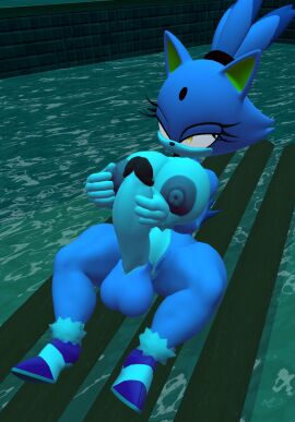 3d blaze_the_cat futanari huge_breasts huge_cock masturbating nsfw nude pool sonic_(series) tounge_out vrchat