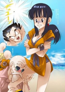 2d artist_request asian asian_female big_breasts breasts cheating cheating_wife chichi chichi_(dragon_ball) cuckold dark_hair dragon_ball dragon_ball_z female full_color light_skin male married_female master_roshi milf muten_roushi netorare no_penetration ntr old_male saiyan son_goku straight straight_hair voluptuous voluptuous_female wide_hips wife