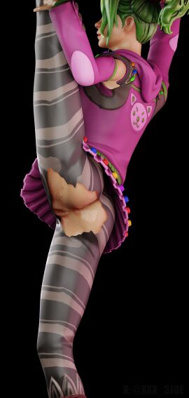 exposed exposed_ass exposed_pussy female fortnite green_hair hi_res hoodie pussy ripped_clothing ripped_pants skirt sweat twintails yoga yoga_pants zoey_(fortnite)