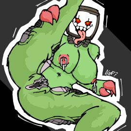 breast_piercing breasts claws female fluffy green_skin mechanical nofi omega_flowey piercing plant plant_girl pussy pussy_piercing red_fingers tongue tongue_out tubes undertale