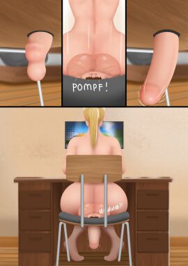 1boy 1futa blonde_futa brother_and_sister completely_nude computer condom deag9000 futa_on_male futa_sister_on_brother futanari human human_condom incest kye_(deag9000) micro_male micro_on_macro nude sister_and_brother sitting_on_person stacey_(deag9000) transformation