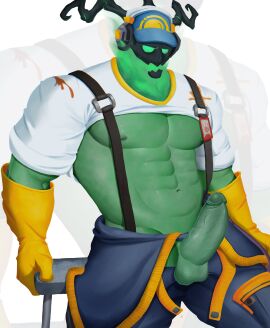 abs balls bara erect_penis erection gloves handwear headphones headwear janitor_thresh league_of_legends male male_focus male_only nipples pants pecs penis penis_out shirt shirt_lift shirt_up solo solo_male the_grind_series thresh veiny_penis yaoi yop5281