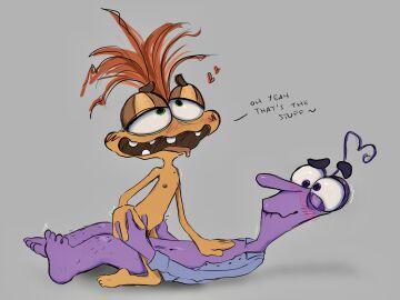 1boy 1girls anxiety_(inside_out) blushing cowgirl_position cute disney eyes_rolling_back fear_(inside_out) female flat_chest flat_chested half-dressed hand_on_chest holding_hands inside_out inside_out_2 male navel orange_skin penis pixar purple_skin riding riding_penis rolling_eyes sex stomach_bulge straight submissive_male tagme tongue tongue_out