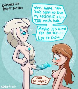 1futa 1girls anna_(frozen) blightstar blue_eyes blue_nipples blush braid breasts brown_hair dialogue disney elsa_(frozen) english_text female frozen_(film) frozen_penis frozen_to_each_other futa_on_female futanari glowing_eyes hands_on_hips ice ice_play incest inktober intersex kinktober kneeling licking_penis light_skin long_hair medium_breasts pale_skin penis pink_nipples platinum_blonde_hair shocked side_view sisters small_breasts smile speech_bubble tagme tongue_on_penis tongue_stuck uncensored