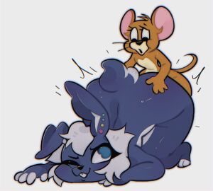 anonymous_artist anthro ass big_butt doggy_style duo ear_piercing female from_behind_position hi_res jerry_mouse lagomorph male male/female mammal metro-goldwyn-mayer mouse murid murine piercing rodent sammy_(triixs) sex thick_thighs tom_and_jerry