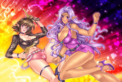 breasts cheerleader_(disgaea) cleavage disgaea disgaea_3 female guns gunslinger_(disgaea) john_r large_breasts nippon_ichi_software thick_thighs thighs