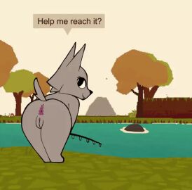 1girl anal anal_invitation anal_suggest animated ass canine drawing female fishing fishing_rod fur furry pussy showing_ass showing_pussy small_ass webfisher webfishing white white_body white_fur white_hair wolf