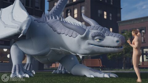 3d ass azys chase_(crimsoncreaturecreations) crimsoncreaturecreations digital_media_(artwork) dragon duo european_mythology feral hi_res human male male/male mammal mythological_creature mythological_scalie mythology nude outside scalie size_difference western_dragon