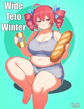 1girls :3 ass bbw belly_overhang big_belly big_female blush bra bread champchidi chubby chubby_female cleavage drill_hair fat fat_ass fat_female fat_fetish fatass_teto fatty female female_only food giantess holding holding_bread holding_can holding_drink holding_food holding_object kasane_teto large_female mini_giantess obese obese_female overweight overweight_female pig plump red_eyes red_hair short_shorts shorts smug solo sports_bra synthesizer_v tank_top thick_thighs tubby twin_drills utau vocaloid weight_gain