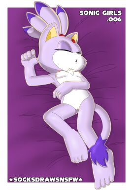 2023 4_toes 5_fingers anthro biped blaze_the_cat breasts chest_tuft closed_eyes detailed_background domestic_cat english_text feet felid feline felis female fingers forehead_gem full-length_portrait gem hair hi_res lying mammal navel nipples nude nude_anthro nude_female on_back ponytail portrait sega sleeping small_breasts socksdrawssocs solo sonic_(series) sonic_the_hedgehog_(series) tail text toes tuft