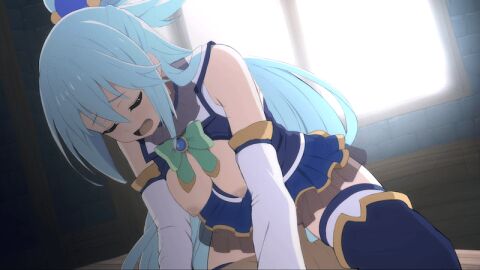 1boy 1girls 2d 2d_animation animated aqua_(konosuba) aroused blue_eyes blue_hair blue_high_heel_boots blush bouncing_breasts breasts breasts_out cleavage closed_eyes clothed_sex cowgirl_position deep_penetration faithful_to_the_anime female female_on_top female_penetrated femdom footwear fray_(fray_arts) goddess hair_between_eyes hanging_breasts kono_subarashii_sekai_ni_shukufuku_wo! light-skinned_female light_skin long_hair long_sleeves looking_pleasured loop looping_animation male male/female medium_breasts miniskirt moaning moaning_in_pleasure moans nipples penetration ponytail pussy sentones sex sleeves_past_elbows slim_waist spread_legs straddling tagme tagme_(artist) thick_thighs thigh_boots thighhighs thighs uncensored vaginal_penetration vaginal_sex white_legwear white_sleeves white_stockings wide_hips