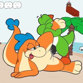 1:1 1boy 1girls anthro beach blush bodily_fluids color_edit colored cum cum_in_pussy cum_inside dinosaur duo erection female female_penetrated genital_fluids genitals goomba hi_res male male/female male_penetrating male_penetrating_female mario_(series) nintendo nude nude_beach outside penetration penile penile_penetration penis plessie prehistoric_species pussy reptile scalie seaside semi-anthro sex sex_on_the_beach shenhibiki straight straight_sex tail third-party_edit tongue tongue_out vaginal_penetration yoshi